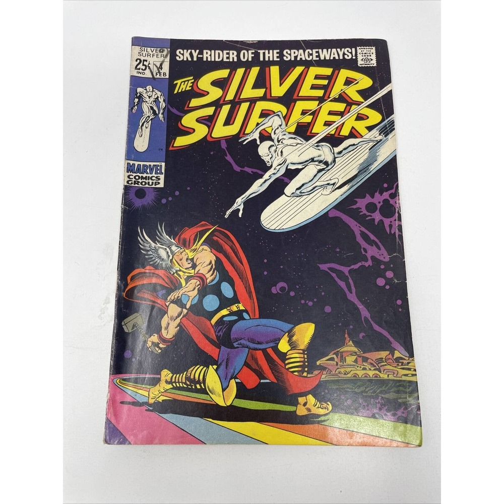 SILVER SURFER #4 1968 CLASSIC VS THOR COVER BUSCEMA fine RAINBOW BRIDGE not cgc